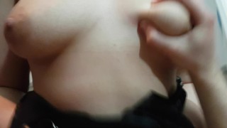 BLINDFOLDED BRUNETTE MILF RIDES, QUICKIE IN SATIN WITH FACIAL ON BLINDFOLD