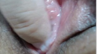 Extreme close-up of a wet virgin pussy......