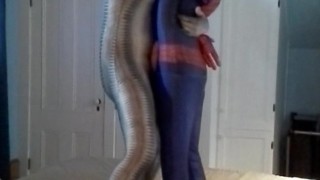 zentai croc has some fun with captured dummy spiderman