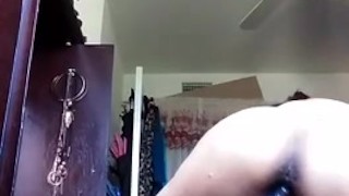 Black dildo stretch tight pussy