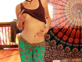 Hippie Teen Strips and Plays With Herself