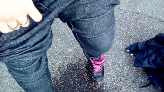 Pee on public sidewalk