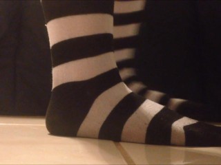 Black and White Striped Sock Presenting