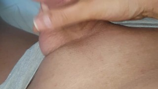 Morning jerk and cum on body