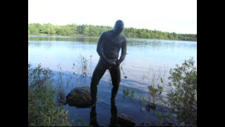 perverted latex villain cums into the city's water supply