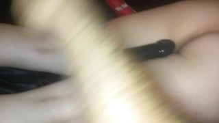 Long dildo up her ass