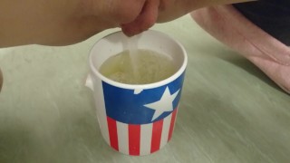 tea is ready sir! | pee in a cup