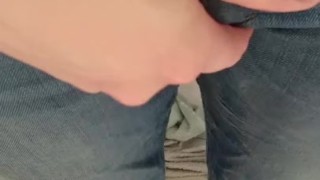 Wetting my jeans with lots of piss