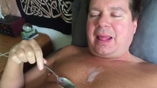 Licking My Cum From a Spoon