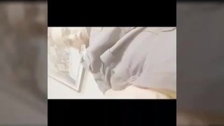 Sexy security guard playing with pussy at work