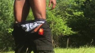 Quick public masturbation with little cumshot!