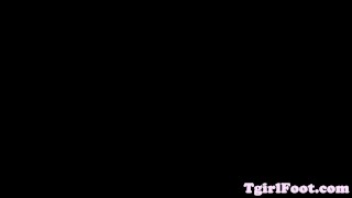 Foot teasing tranny rubbing her feet with oil