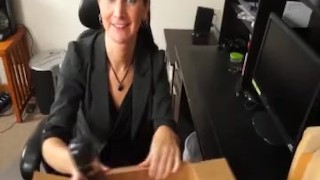 Sexy milf handjob at the office