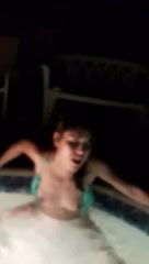 Lesbian hot tub sex