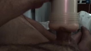 Stud fucks flashlight with hard thick cock until pulsing creampie