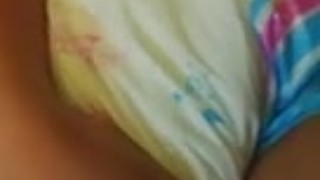Wet, warm and heavy diaper makes me so horny