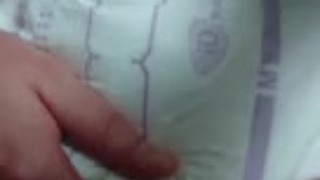 Vibrator in wet diaper causes loud moaning orgasm