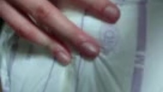 Vibrator in wet diaper causes loud moaning orgasm