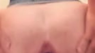 Anal Dildo Ride in Restroom