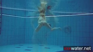 Milana makes a show in the pool