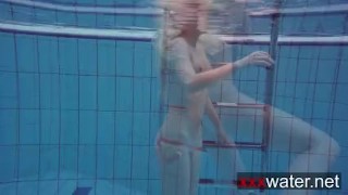 Milana makes a show in the pool