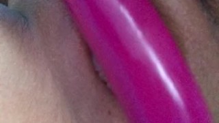 Schoolgirl removes her pussy and jerks off while no one is home.