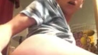 Twink Shoves Dildo up Hairy Hole