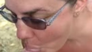 Amateur chick sucking cock on the riverbank- ORAL CREAMPIE!