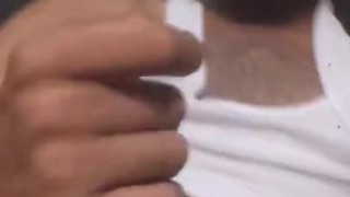 Playing with his dick and balls before bed