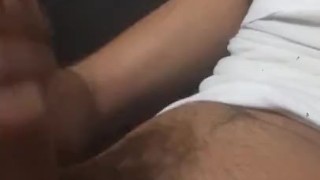 Playing with his dick and balls before bed