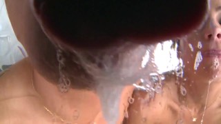 SWALLOWED Jynx Maze deepthroating a white monster dick