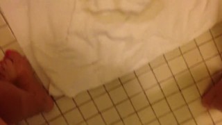 Pissing circles on a towel