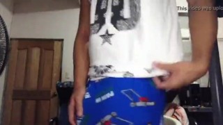 Hot Young Pinoy in Blue Boxers Jerks Off
