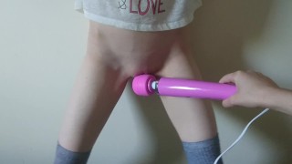 she cums so hard she can barely stand | loud intense orgasm