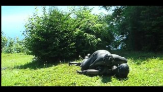 Frogman captures rubber paintballer outside