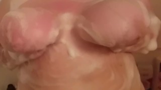 My huge soaped up tits bouncing in slow motion