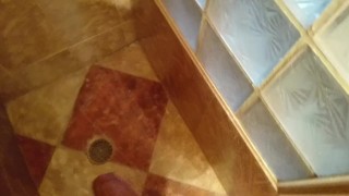 While taking a shower, finishing twice, big penis