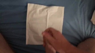 Big cock cums into tissue