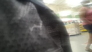 Free-balling in Walmart (with some dick out)