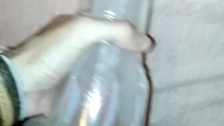 Fleshlight fuck with oil and creampie