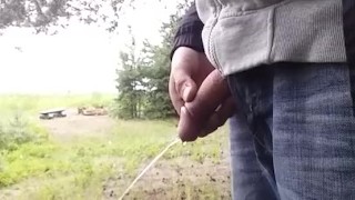 boy flashing cock and piss in street.