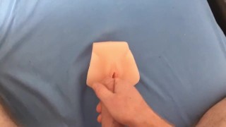Cumming on fake pussy