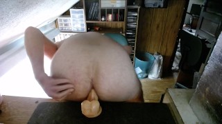 Getting My Ass Reamed out by Huge Fat Dildo