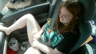 A Ride in the Car ~ Naughty Redhead Public Masturbation While He Drives