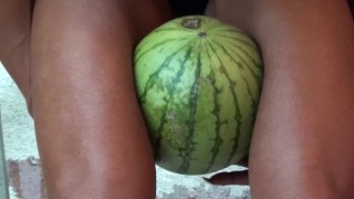 Muscle Goddess Destroys Watermelon with Strong Thighs