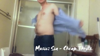 College teen guy showing off in the bathroom