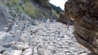 Outdoor Sex. Nudist girl masturbates, pisses, sucks cock and swallows cum