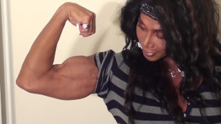 Female Bodybuilder Latia Flexes Big Biceps, Teases and Talks Trash
