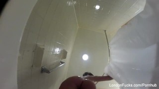 London Keyes hangs out in her hotel room and showers