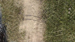 Pervert masturbate on sunbathing naked woman on wild beach and cumshot POV